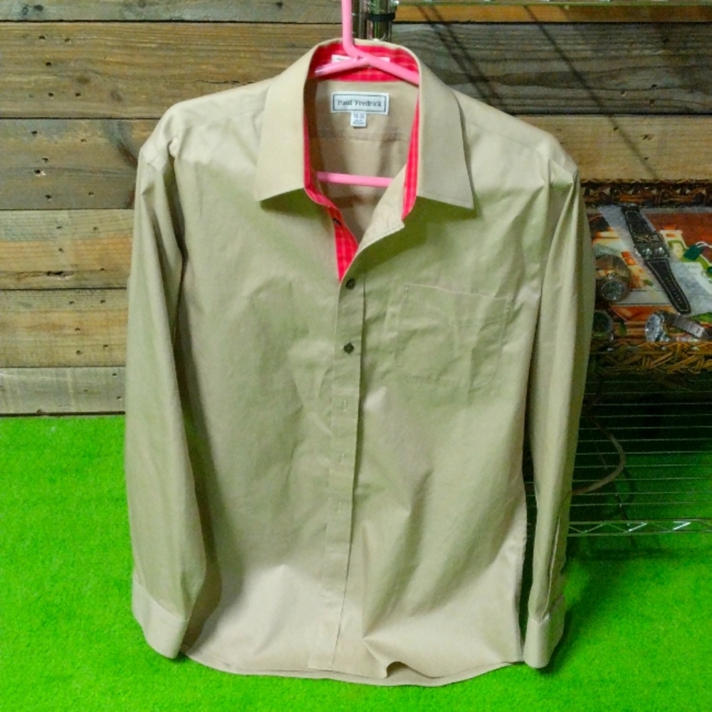 Men's sz 16/35 Paul Frederick,slim fit button down , non iron 100% cotton.